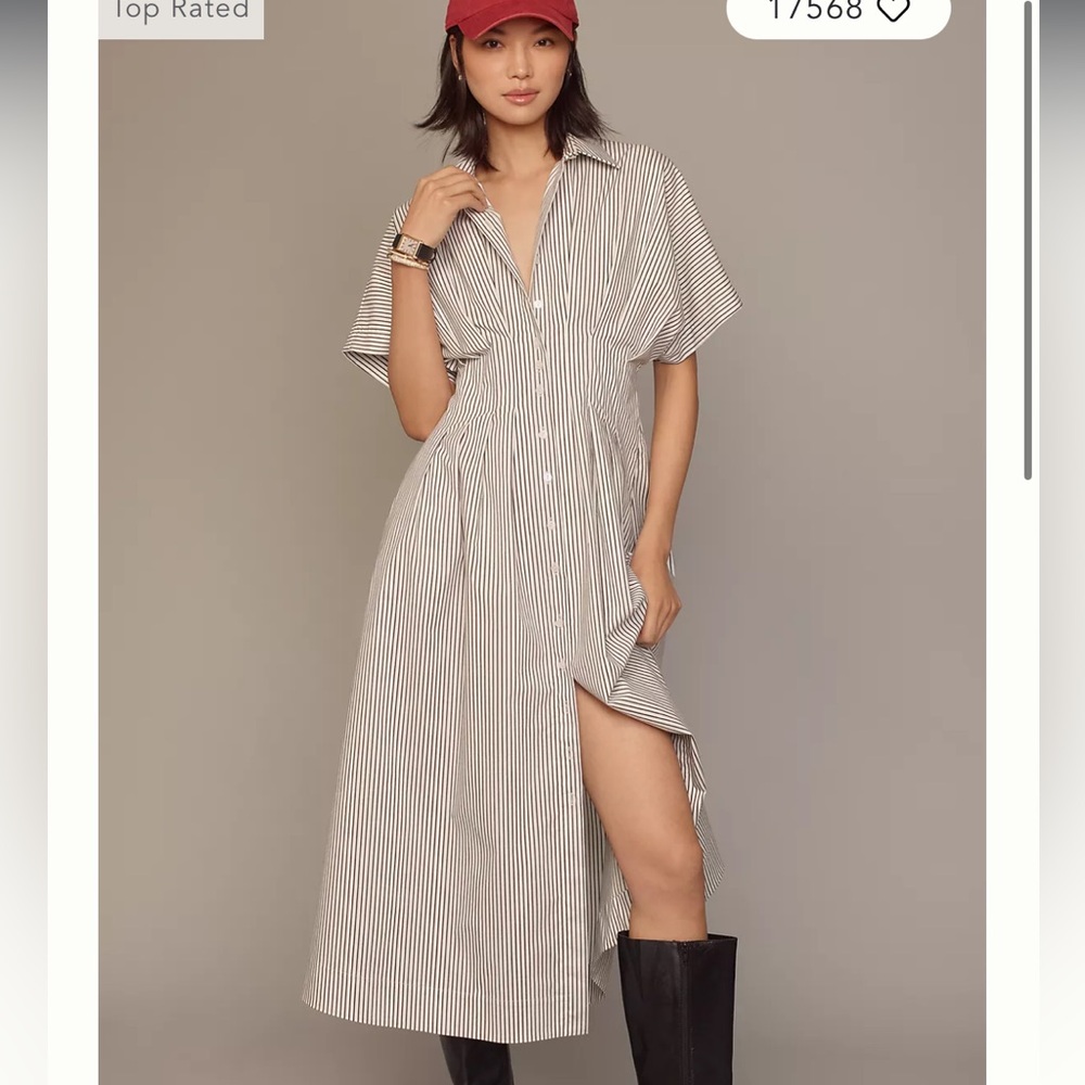 The Tobie Button-Front Pleated Shirt Dress by Exquise